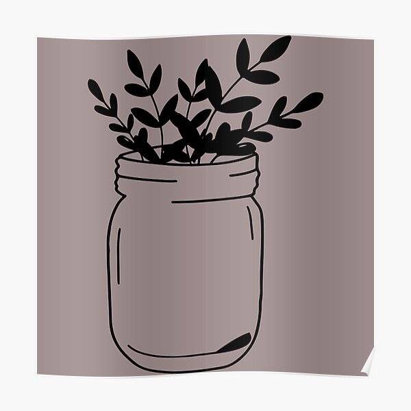classic mason jar with leaves Poster