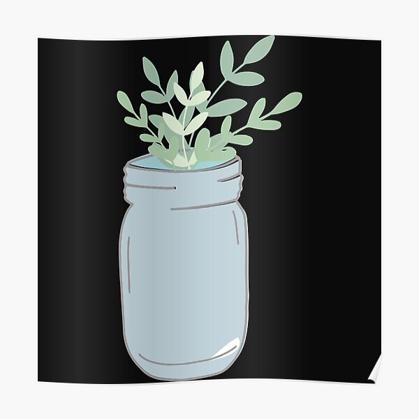 classic mason jar with leaves Poster