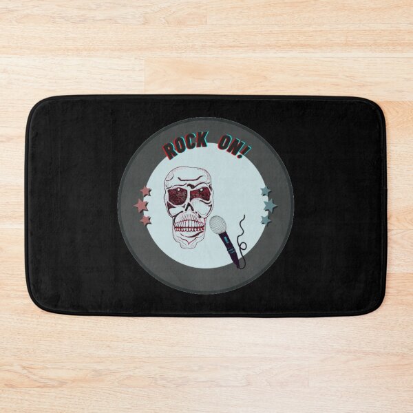 Item preview, Rock On! Skull & Mic Hand Drawn Vintage Style Grey Background Circle designed and sold by H3designs.