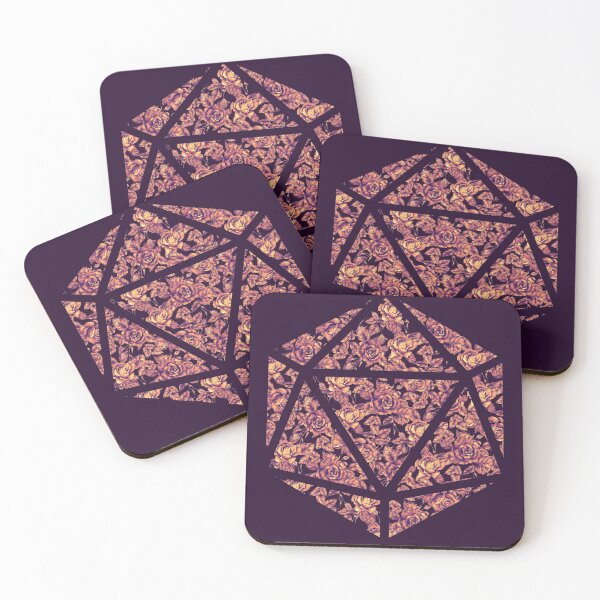 Item preview, Purple Sunset Gradient Rose Vintage Pattern Silhouette D20 - Subtle Dungeons and Dragons Design designed and sold by GenAumonier.