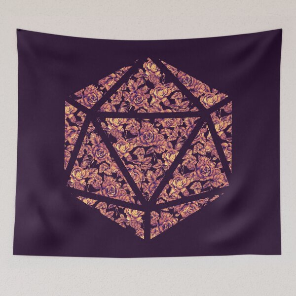 Item preview, Purple Sunset Gradient Rose Vintage Pattern Silhouette D20 - Subtle Dungeons and Dragons Design designed and sold by GenAumonier.