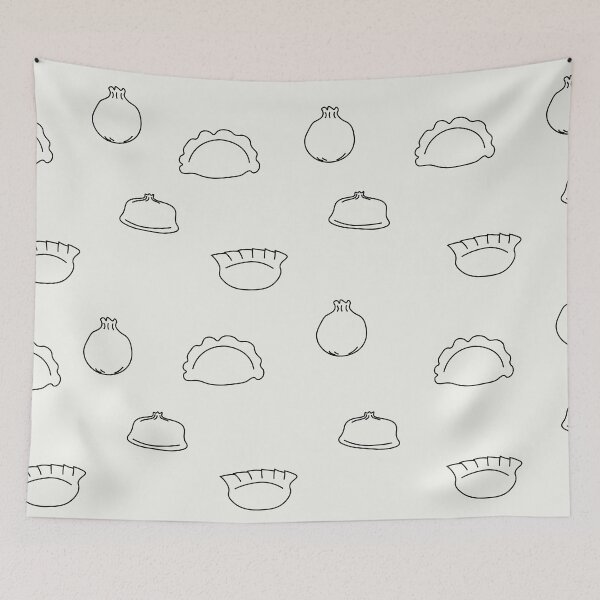 Item preview, Dumplings Black Art Print designed and sold by lineartdesigns.