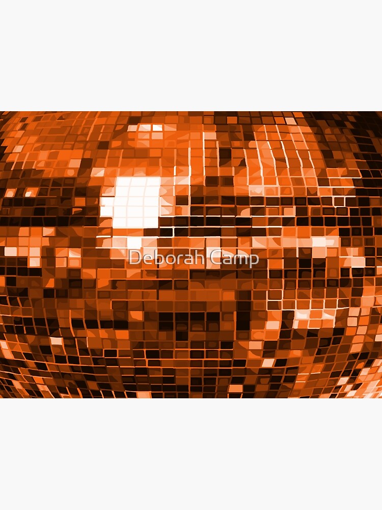 Poster for Sale avec l'œuvre « Casque de musique boule disco orange rétro »  de l'artiste Deborah Camp