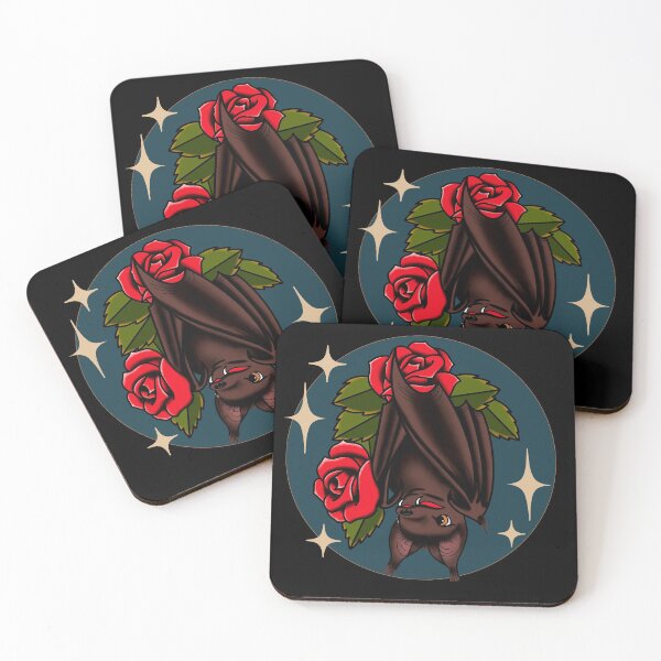 Item preview, Bat with Red Roses American Traditional Tattoo kgbd designed and sold by Kraken-Jack.
