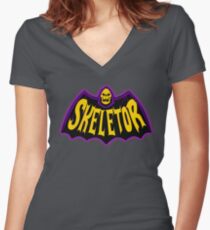 Bat-Skeletor Women's Fitted V-Neck T-Shirt
