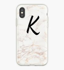 Pink Marble Effect Monogram - K iPhone Case