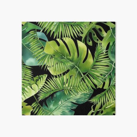 Lush Green Monstera And Palm Leaf Pattern Art Board Print