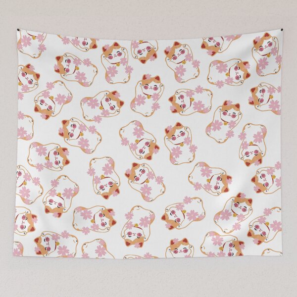 Item preview, Orange Lucky Cat Pattern designed and sold by Druid Soup.