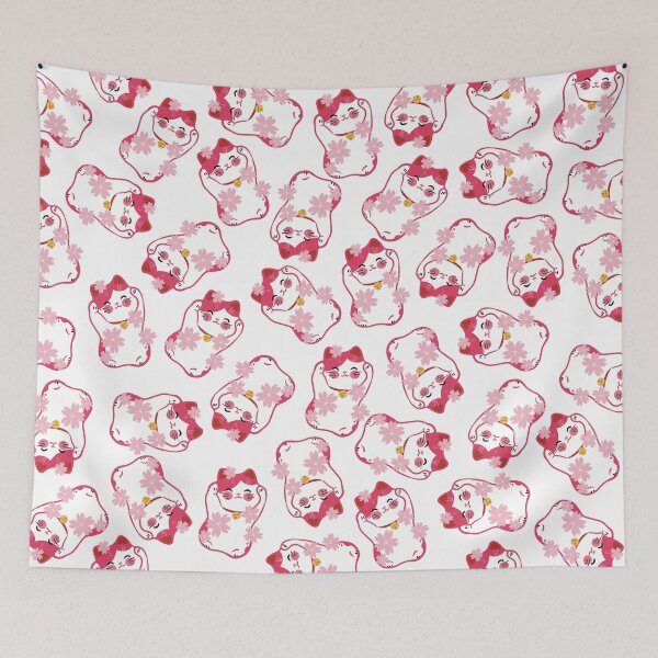 Item preview, Hot Pink Lucky Cat Pattern designed and sold by Druid Soup.