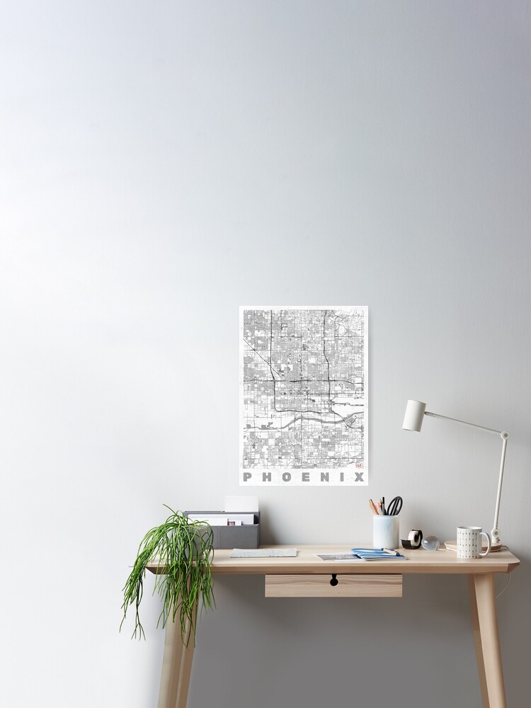 Poster, Phoenix City Map Line designed and sold by HubertRoguski
