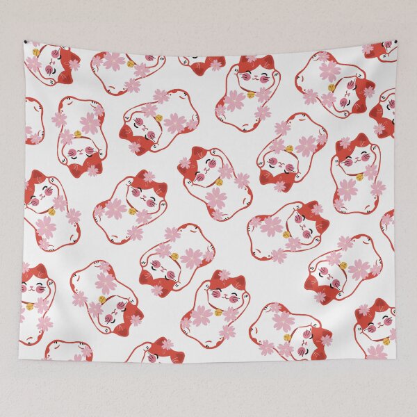 Item preview, Red Lucky Cat Pattern designed and sold by Druid Soup.