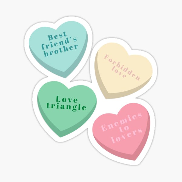 Hearts and Romance Tropes Like Forbidden Love For Bookish Readers Sticker