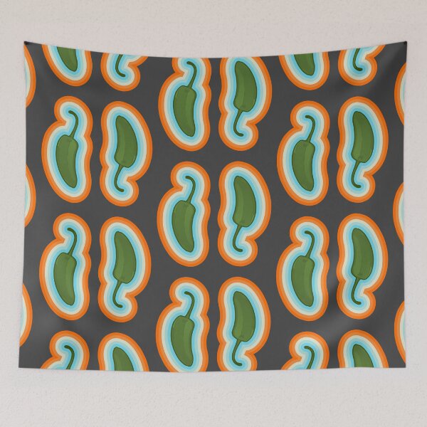 Item preview, Green Jalapeno Chili pattern with colorful border designed and sold by BRU Design.