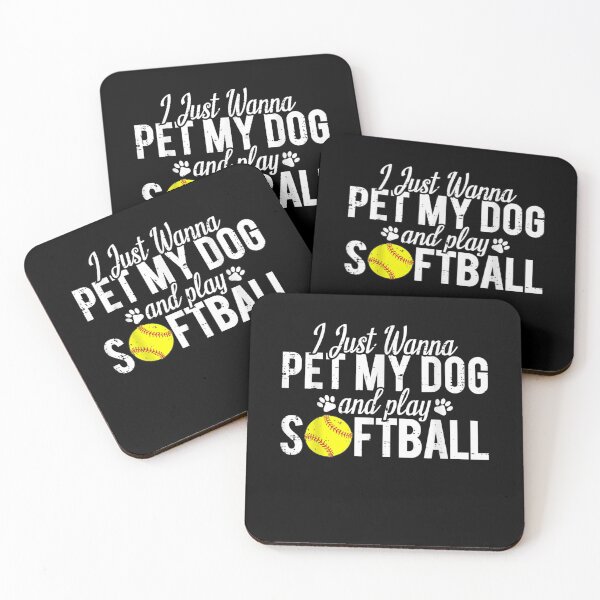 Item preview, I Just Wanna Pet My Dog And Play Softball Funny designed and sold by anniet33.