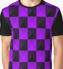 Purple & Black Checkers Pattern Graphic T-Shirt