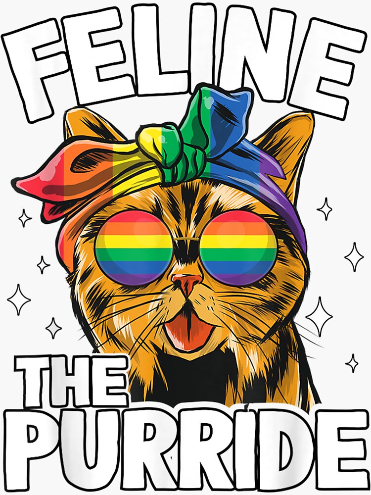 Feline The Purride Funny Gay Pride Flag Cat Lgbt Flag Color Sticker For Sale By Miguellopez 2 0408