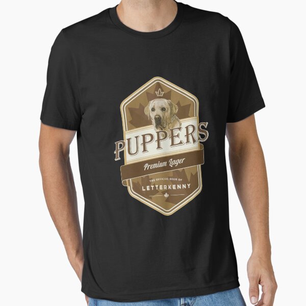 Vista previa del artículo con la obra «Puppers premium lager cerveza Letterkenny logo», diseñado y vendido por FittsWilliam.