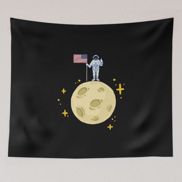 Item preview, Vintage Astronaut On the Moon With USA Flag illustration  designed and sold by garniturex.