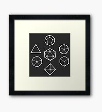 Dot Work Role Playing Dice - White Framed Print