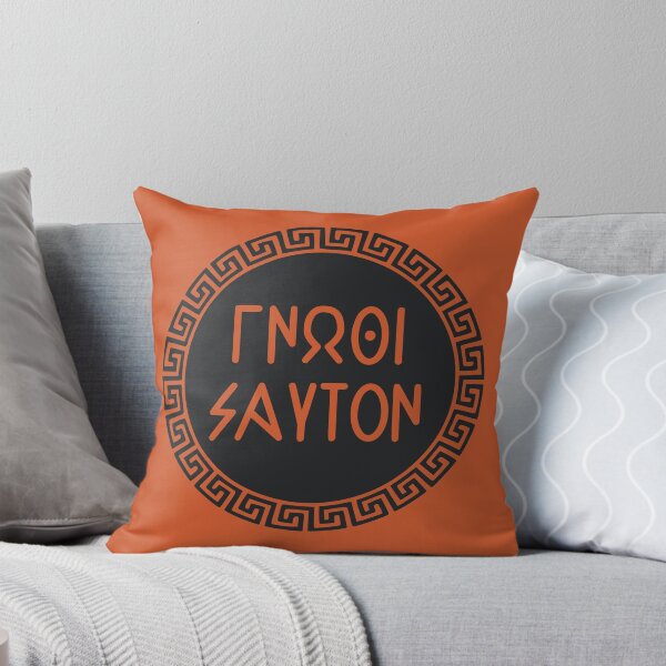 Item preview, Know Thyself in Greek with meander pattern designed and sold by Happy Puppy Print On Demand.