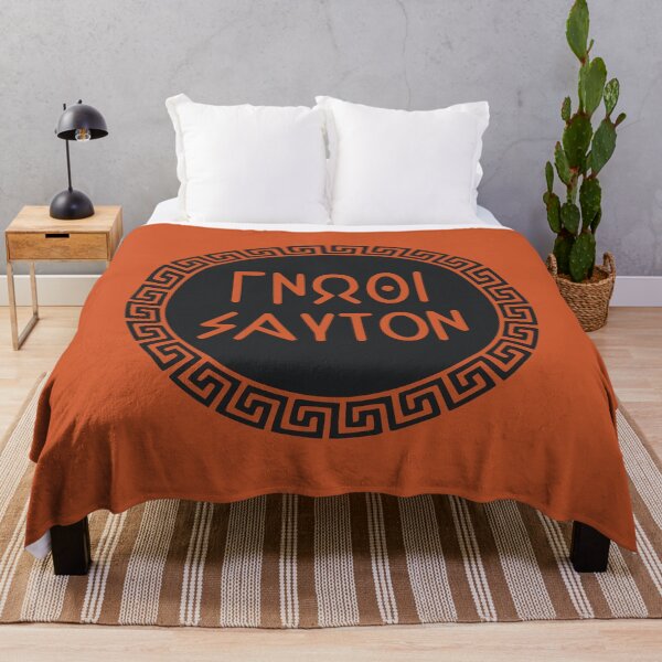 Item preview, Know Thyself in Greek with meander pattern designed and sold by Happy Puppy Print On Demand.
