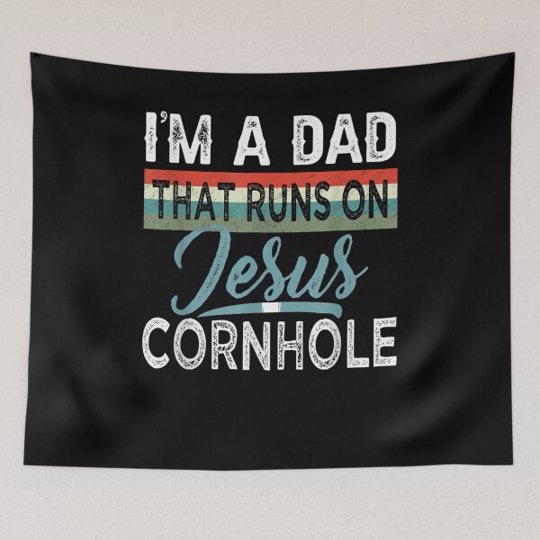 Item preview, I'm A Dad That Runs On Jesus And Cornhole Vintage Funny designed and sold by anniet33.