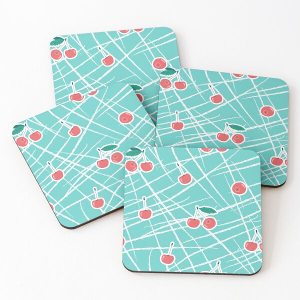 Item preview, Blue red white seamless patterns of cherries. Vector summer illustration designed and sold by essskina.