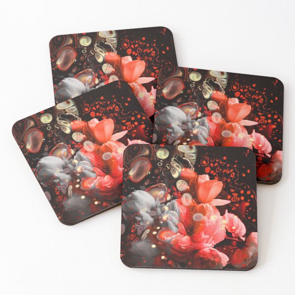 Item preview, "Arboria" Floral Plants Collage of blooming roses wrapped in a neon orange fog designed and sold by N-o-r-d-l-y-s.
