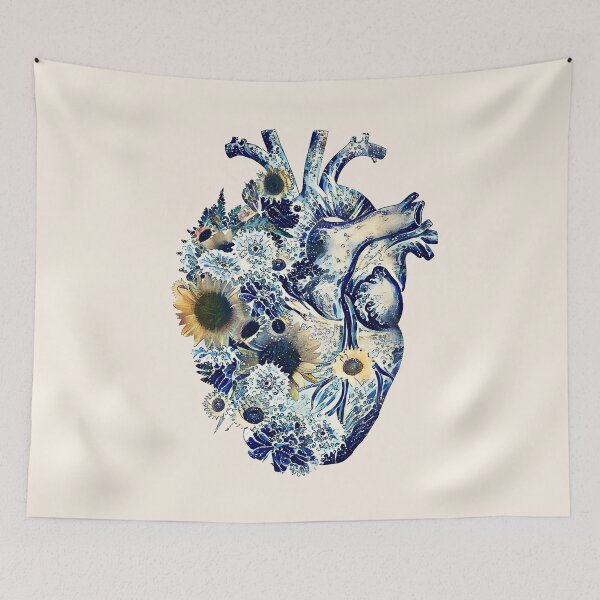 Item preview, Human heart and big wave, blue color,lover of the waves and the sea, the sea in my heart, watercolor designed and sold by Collagedream.