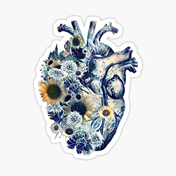 Item preview, Human heart and big wave, blue color,lover of the waves and the sea, the sea in my heart, watercolor designed and sold by Collagedream.