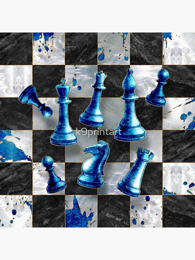 Chess Board - 3d, abstract, blue, chess, board