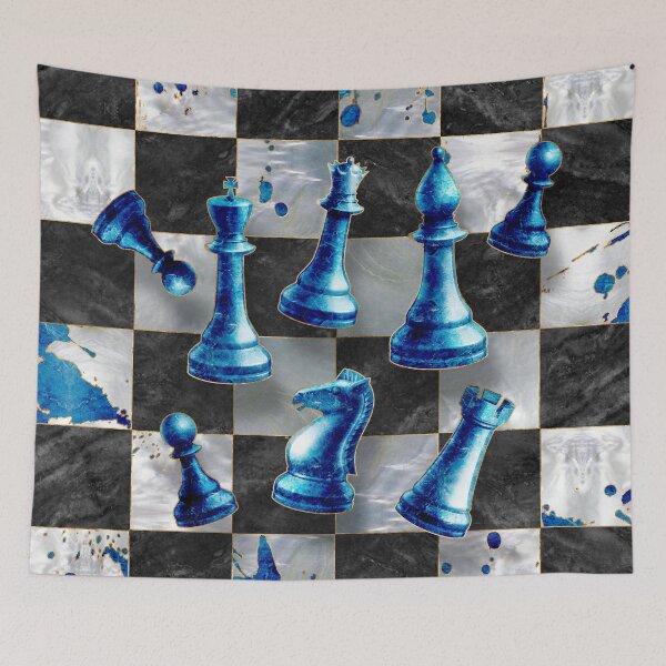 Item preview, Chess Abstract Art - Blue Marble  designed and sold by k9printart.