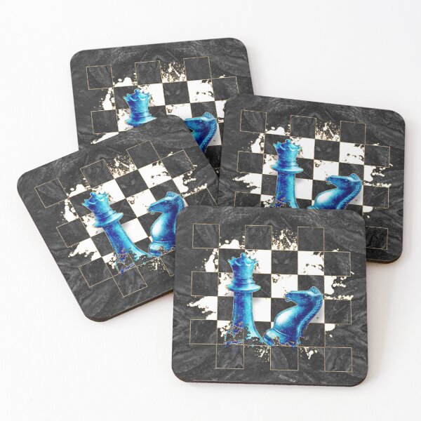 Item preview, Chess Queen and Knight - Blue Marble designed and sold by k9printart.
