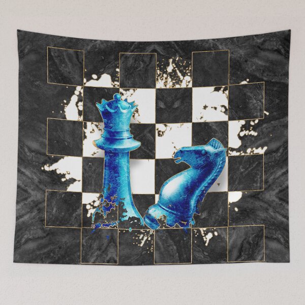 Item preview, Chess Queen and Knight - Blue Marble designed and sold by k9printart.