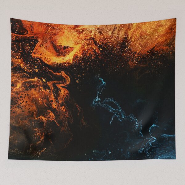 Item preview, “Sound and Vision” abstract, colored collage of spherical currents in space in copper and cobalt blue designed and sold by N-o-r-d-l-y-s.
