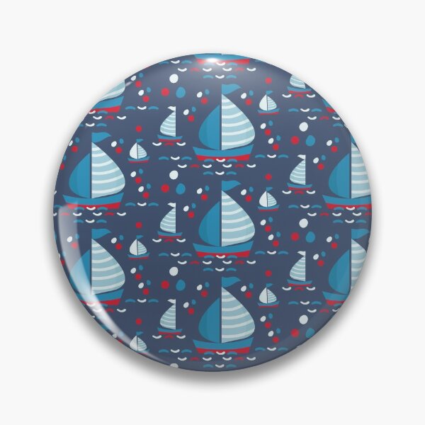Item preview, Ship and Sea Pattern on the navy background in the cartoon style.  designed and sold by Victoria Riabov.
