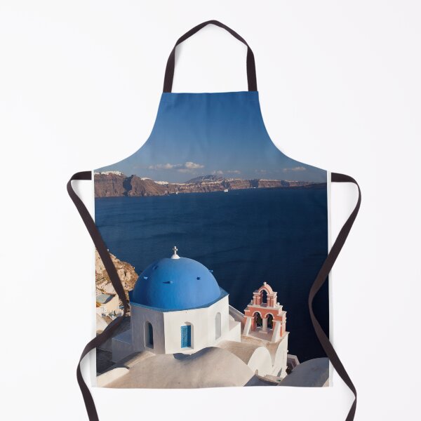Item preview, Santorini, Greece, blue dome, white blue, caldera, travel designed and sold by Myartspace.
