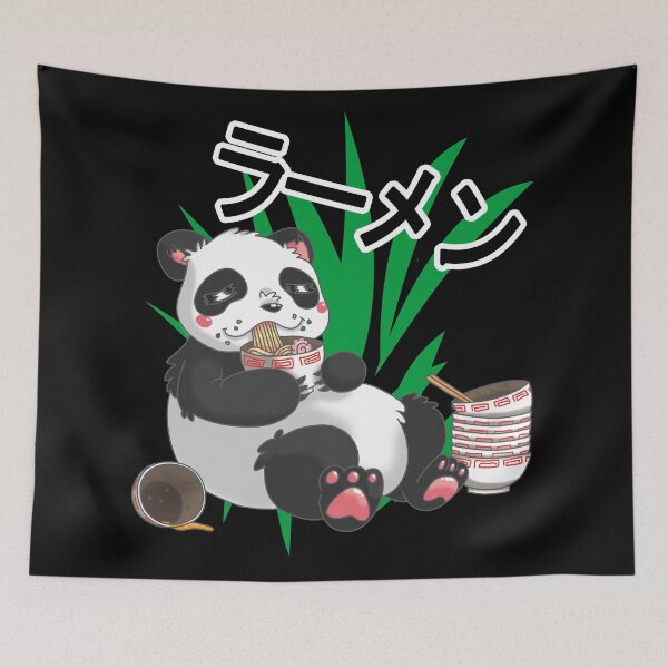Item preview, Kawaii Anime Panda eating Japanese Ramen Noodles designed and sold by SweetbeStore.