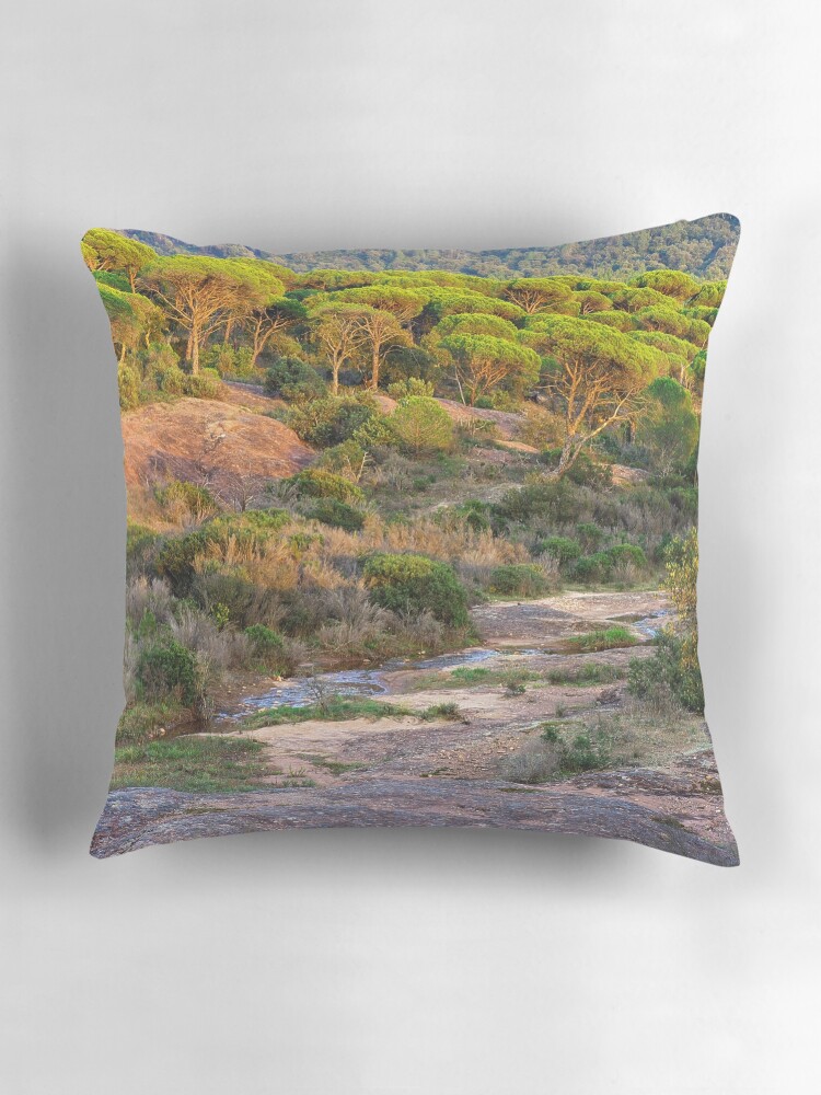 Thumbnail 3 of 4, Pillow, Parasol pines forest under the sunset light designed and sold by patmo.