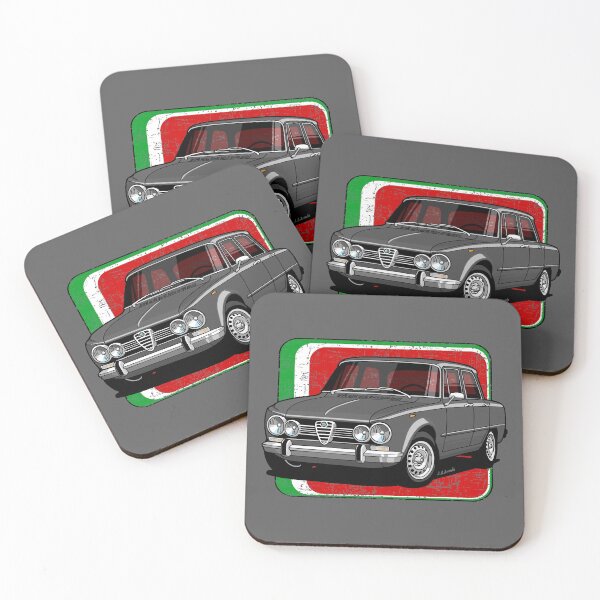 Item preview, The iconic classic Italian sports saloon with red flag background designed and sold by designjaag.