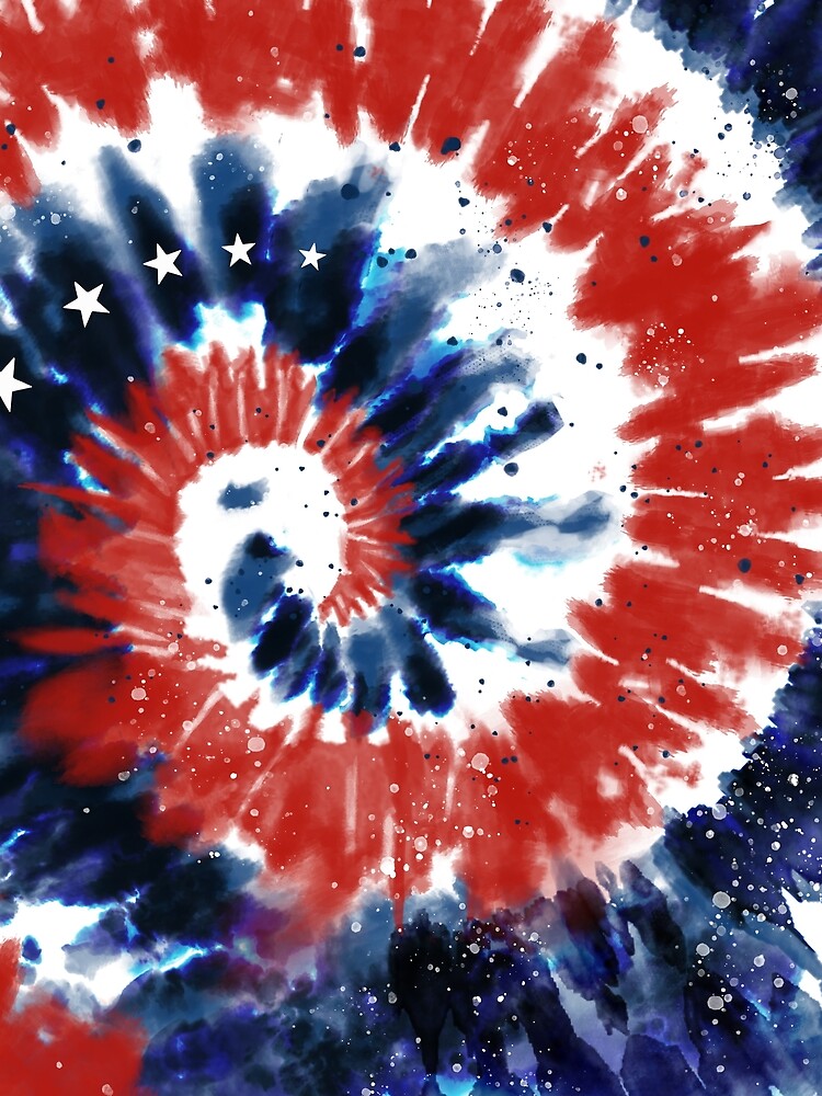 Americana Stars And Stripes Tie-Dye T-Shirt Tee Liquid Blue