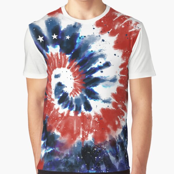 Americana Stars And Stripes Tie-Dye T-Shirt Tee Liquid Blue