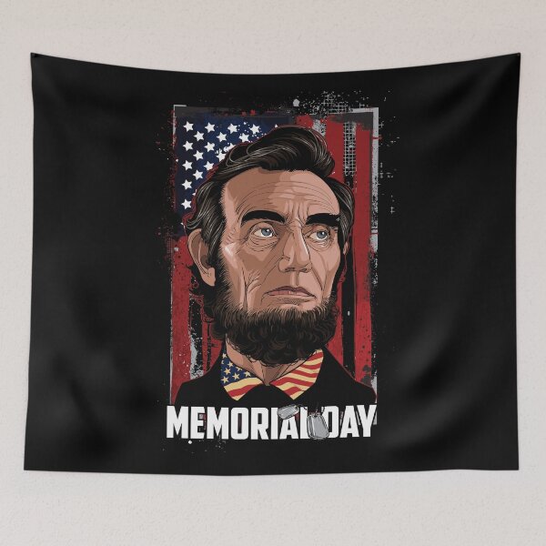Item preview, Memorial Day Abraham Lincoln 4th Of July American Flag designed and sold by Ravensclaw3.