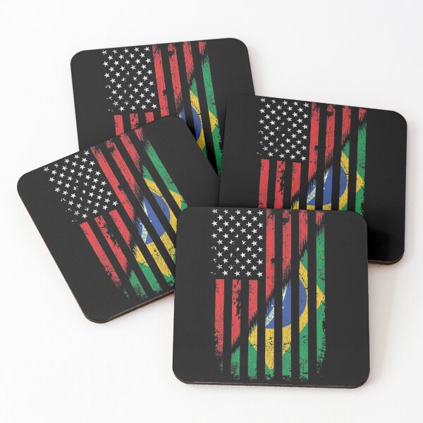Artikelvorschau, Brazilian American Flag Retro Style USA Brazil Flags entworfen und verkauft von ReallyAwesome.