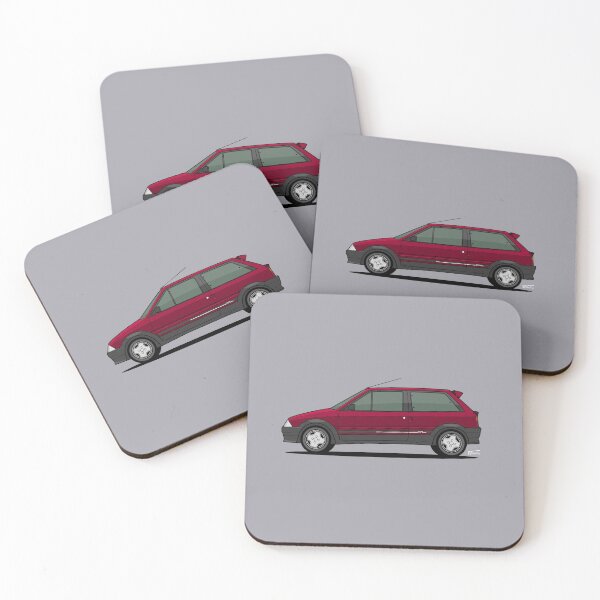 Item preview, Cit roen AX GTi single side view illustration - Maroon / Burgundy designed and sold by RJWautographics.