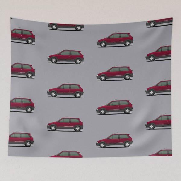 Item preview, Cit roen AX GTi single side view illustration - Maroon / Burgundy designed and sold by RJWautographics.
