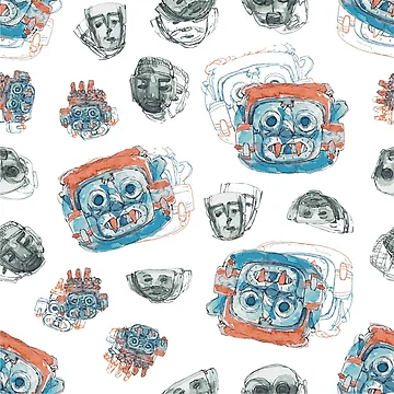 Artwork thumbnail, Aztec Mask Pattern by immerzdstudio
