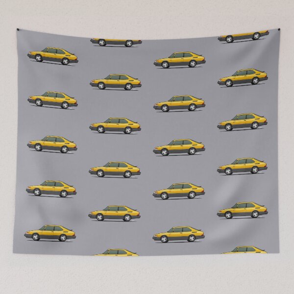 Item preview, Saab 900 Turbo single side view illustration - Yellow designed and sold by RJWautographics.