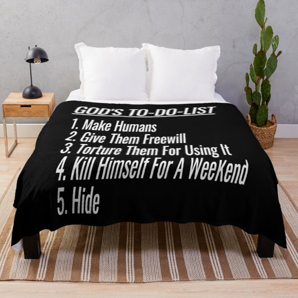 Item preview, Gods To Do List - Funny Atheist Humor Atheism Joke Quote designed and sold by Atheist In The Cloth.