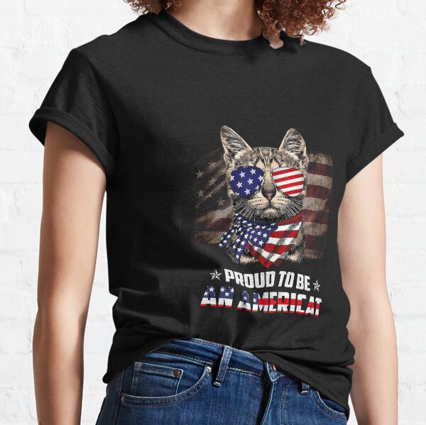 Proud To Be An Americat Funny Cat Classic T-Shirt